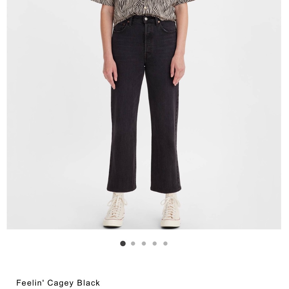 - Levi Ribcage Straight Ankle Jeans Black (W26)